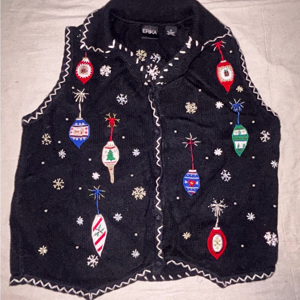 Erika Black Vest with Snowflake Accents